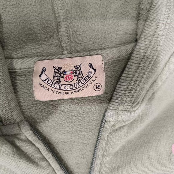 Vintage Juicy Couture Matching Tracksuit Set Green Pink Medium Jacket Pants Rare - Picture 5 of 8